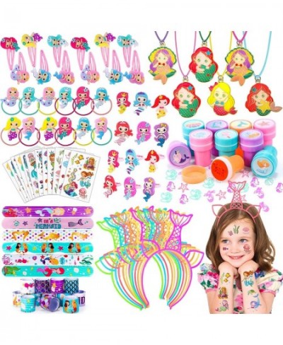 90 Pcs Mermaid Party Favors Kids Birthday Party Decorations Girls Headbands Slap Bracelets Stickers Stampers Necklaces Rings ...