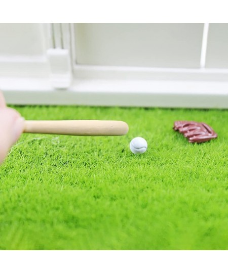 6 Pcs 1:12 Miniature House Sports Baseball Bat Glove and Ball Set Mini House Decoration Accessories $19.02 - Dollhouse Access...