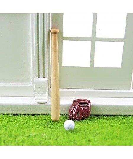 6 Pcs 1:12 Miniature House Sports Baseball Bat Glove and Ball Set Mini House Decoration Accessories $19.02 - Dollhouse Access...