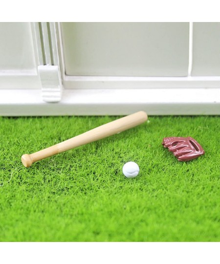 6 Pcs 1:12 Miniature House Sports Baseball Bat Glove and Ball Set Mini House Decoration Accessories $19.02 - Dollhouse Access...