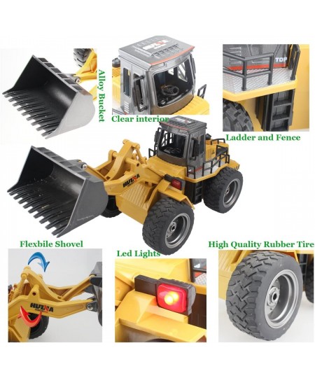 RC Truck Alloy Shovel Loader Tractor 2.4G Radio Control 4 Wheel Bulldozer 4WD Front Loader Construction Vehicle Electronic To...