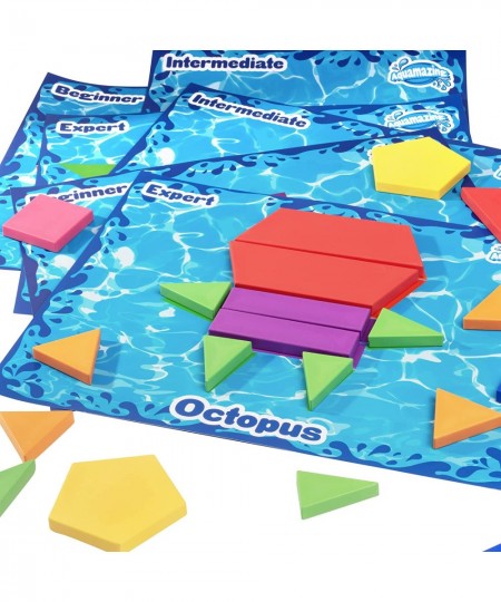 Aqua Blocks Pool Diving Game- 40 Multi-Shape Sinking Toys 18 Challenge Cards in 3 Difficulty Levels Bag - Fun Summer Kid's Fa...