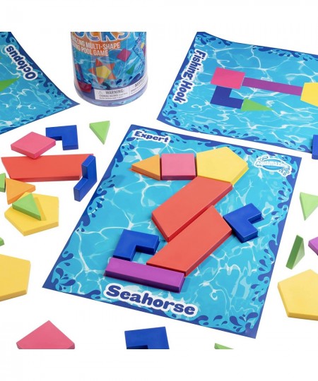 Aqua Blocks Pool Diving Game- 40 Multi-Shape Sinking Toys 18 Challenge Cards in 3 Difficulty Levels Bag - Fun Summer Kid's Fa...