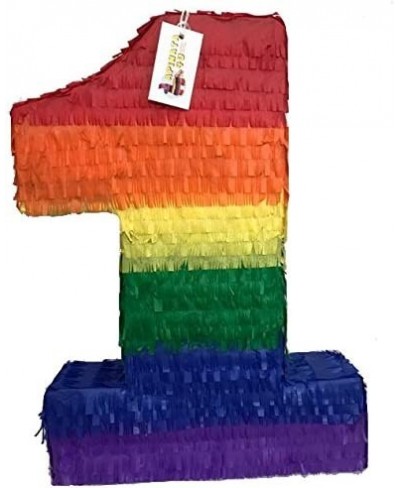 APINATA4U Large Number One Pinata Rainbow Colored 20" Tall Rainbow Baby Themed Birthday Party Decoration Photo Prop $60.05 - ...