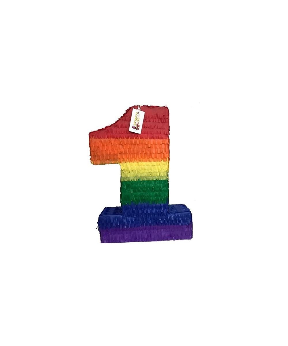 APINATA4U Large Number One Pinata Rainbow Colored 20" Tall Rainbow Baby Themed Birthday Party Decoration Photo Prop $60.05 - ...