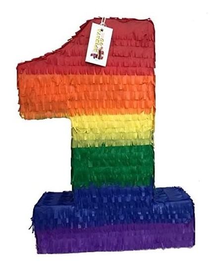 APINATA4U Large Number One Pinata Rainbow Colored 20" Tall Rainbow Baby Themed Birthday Party Decoration Photo Prop $60.05 - ...