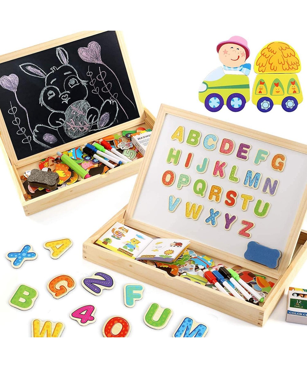 Wooden Large Educational Toys Magnetic Letters Numbers Animals Learning Puzzle Games Drawing Board with Writing Drawing Doodl...