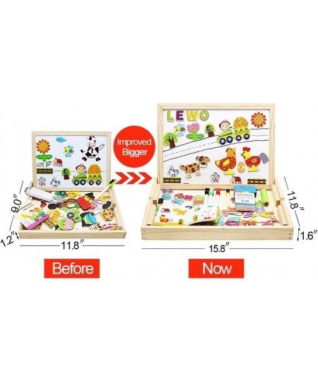 Wooden Large Educational Toys Magnetic Letters Numbers Animals Learning Puzzle Games Drawing Board with Writing Drawing Doodl...