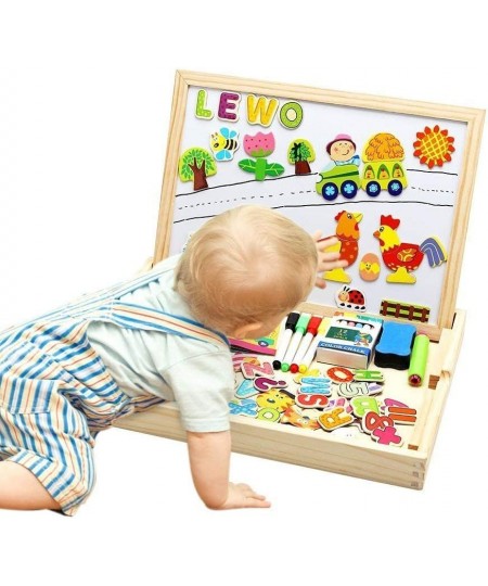 Wooden Large Educational Toys Magnetic Letters Numbers Animals Learning Puzzle Games Drawing Board with Writing Drawing Doodl...