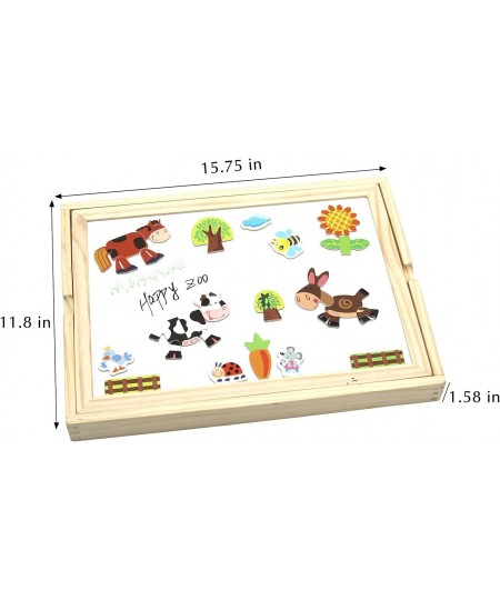 Wooden Large Educational Toys Magnetic Letters Numbers Animals Learning Puzzle Games Drawing Board with Writing Drawing Doodl...