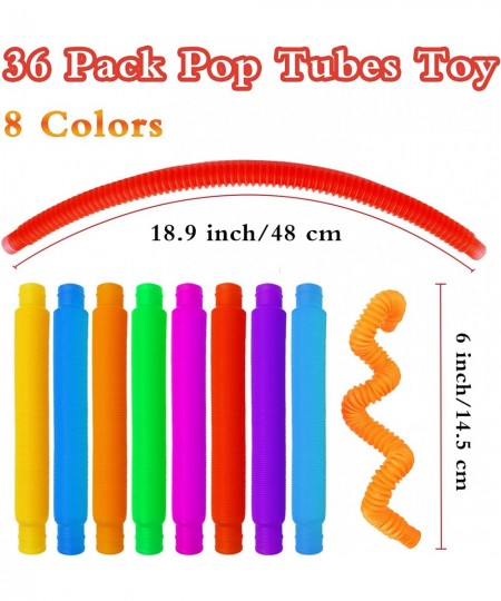 36 Pack Pop Tubes Sensory Toys Fine Motor Skills Fidget Toys Pop Multi-Color Tubes Sensory Toy for Stress and Anxiety Relief ...