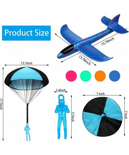 8 Pieces Throwing Toy 13.8 Inch Foam Airplanes and 17.7 Inch Parachute Toy Outdoor Sport Toys for Kids Gi fts for 3 4 5 6 7 Y...