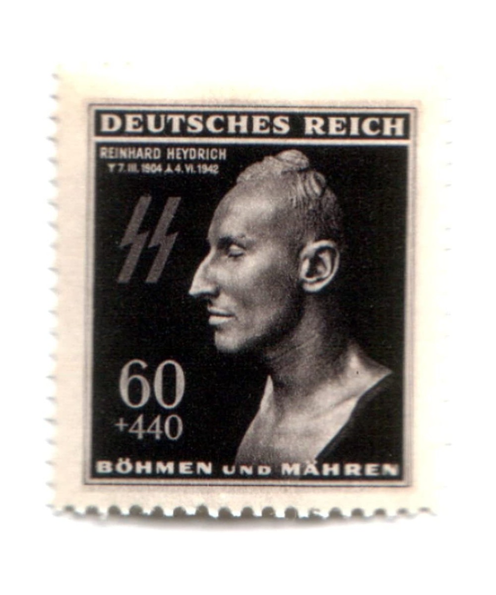 German WWII Nazi MNH Stamp SS Heydrich Death Mask Mnh Pristine Bright Scarce $19.87 - Collectible Postage Stamps