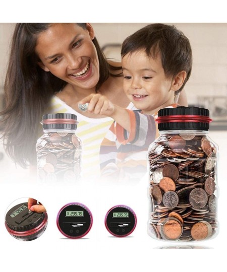 Digital Coin Bank 2.5L Coin Piggy Bank Counter LCD Counting Coin Money Bank Toys Gifts (Red) $40.28 - Money & Banking Play Toys