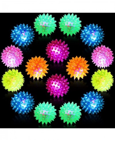 18 Pieces Light up Balls Light up Spike Rubber Ball Party Favors Fidget Spiky Toy Stress Relief Led Flashing Spiky Balls with...