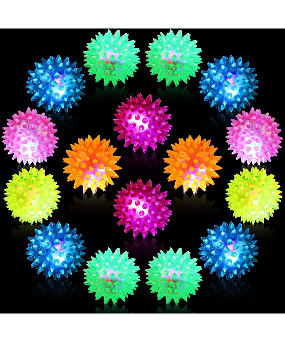 18 Pieces Light up Balls Light up Spike Rubber Ball Party Favors Fidget Spiky Toy Stress Relief Led Flashing Spiky Balls with...