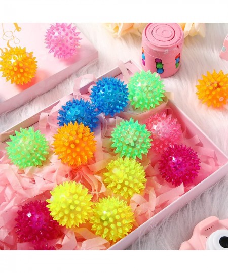 18 Pieces Light up Balls Light up Spike Rubber Ball Party Favors Fidget Spiky Toy Stress Relief Led Flashing Spiky Balls with...