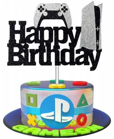 Video Game Cake Topper - Game Controllers Happy Birthday Cake Decorations - Glitter Gaming Cake Topper for Boys Video Game Pa...