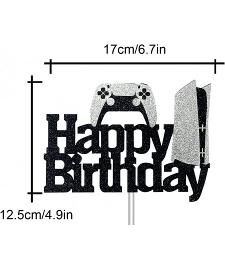 Video Game Cake Topper - Game Controllers Happy Birthday Cake Decorations - Glitter Gaming Cake Topper for Boys Video Game Pa...