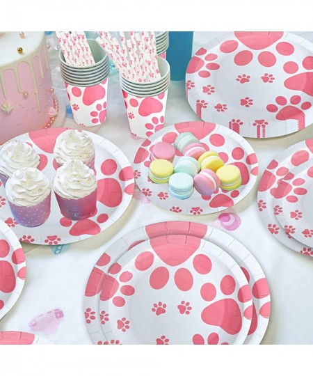 Pink Dog Paw Prints Party Supplies Pink Dog Paw Prints Theme Tableware Set Including Pink Dog Paw Paper Plates Cups Napkins S...