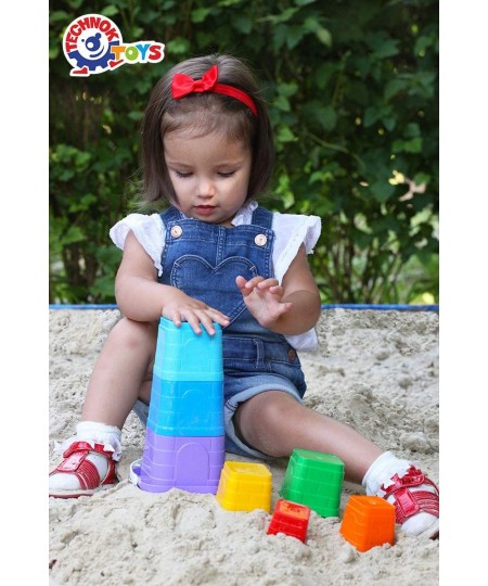 Baby Stacking Cups Toy - Rainbow Stacking Toys Tower Blocks with Handled Kids Bucket - Educational Stack Up Cup Toys for Wate...