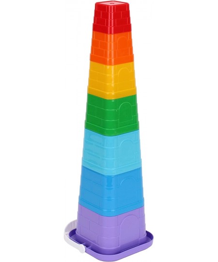 Baby Stacking Cups Toy - Rainbow Stacking Toys Tower Blocks with Handled Kids Bucket - Educational Stack Up Cup Toys for Wate...