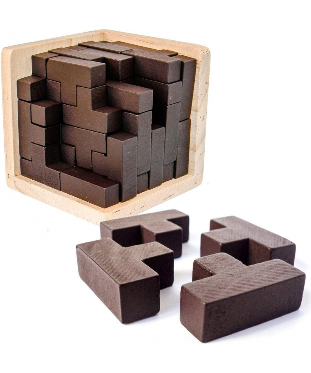 Wooden Brain Teaser Puzzle Cube Wooden Puzzles T-Shaped Jigsaw Logic Puzzle Educational Toy for Kids and Adults (Wine) $19.89...