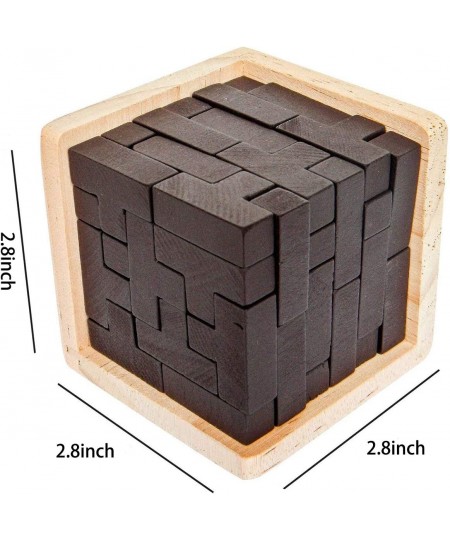 Wooden Brain Teaser Puzzle Cube Wooden Puzzles T-Shaped Jigsaw Logic Puzzle Educational Toy for Kids and Adults (Wine) $19.89...