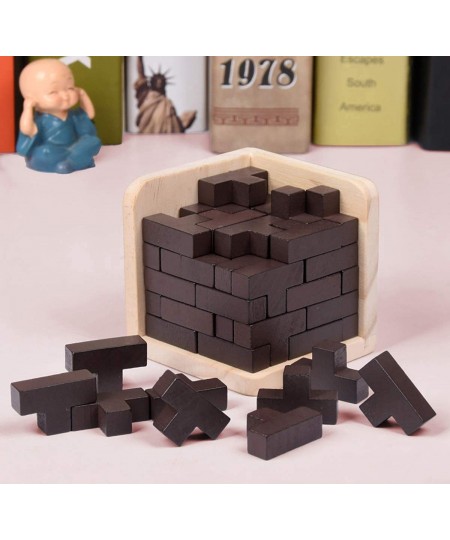 Wooden Brain Teaser Puzzle Cube Wooden Puzzles T-Shaped Jigsaw Logic Puzzle Educational Toy for Kids and Adults (Wine) $19.89...