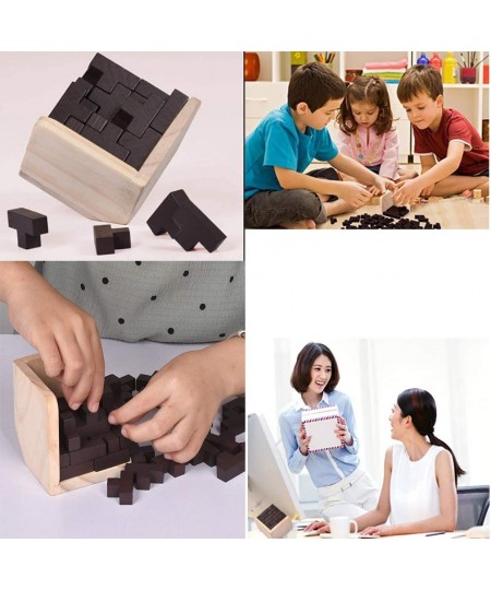 Wooden Brain Teaser Puzzle Cube Wooden Puzzles T-Shaped Jigsaw Logic Puzzle Educational Toy for Kids and Adults (Wine) $19.89...