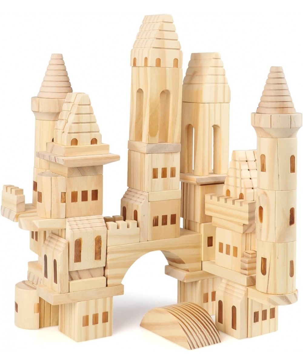 75 Pieces Wooden Castle Blocks Medieval Knights Princesses Wooden Castle Building Blocks Kit for Kids Boys and Girls $65.36 -...