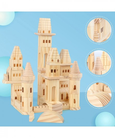 75 Pieces Wooden Castle Blocks Medieval Knights Princesses Wooden Castle Building Blocks Kit for Kids Boys and Girls $65.36 -...