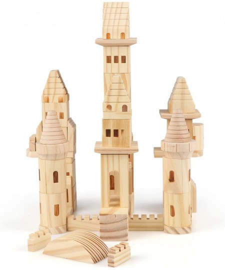 75 Pieces Wooden Castle Blocks Medieval Knights Princesses Wooden Castle Building Blocks Kit for Kids Boys and Girls $65.36 -...