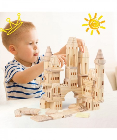 75 Pieces Wooden Castle Blocks Medieval Knights Princesses Wooden Castle Building Blocks Kit for Kids Boys and Girls $65.36 -...