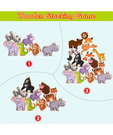 Wooden Stacking Toys Animal Stacking Blocks for Toddlers Fine Motor Skills Balance Game Montessori Educational Toys for 3 4 5...