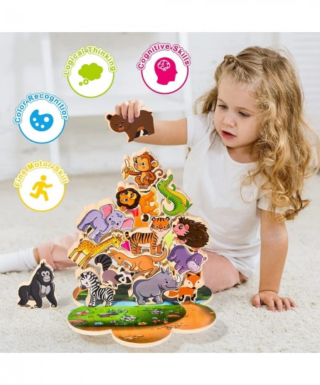 Wooden Stacking Toys Animal Stacking Blocks for Toddlers Fine Motor Skills Balance Game Montessori Educational Toys for 3 4 5...