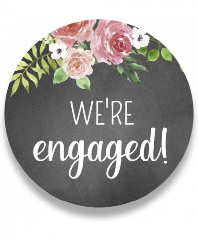 40 Count We’re Engaged Chalk and Flower Favor Stickers - Engagement Party Favor Labels - We’re Engaged Envelope Seals - 101-0...