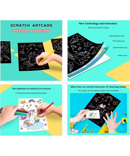 Animal Scratch Art Set with Pattern for Kids 9 PCS Scratch Paper Craft Summer Holiday Gift for Kids Black Scratch Art Crafts ...