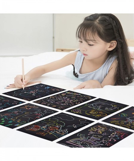 Animal Scratch Art Set with Pattern for Kids 9 PCS Scratch Paper Craft Summer Holiday Gift for Kids Black Scratch Art Crafts ...