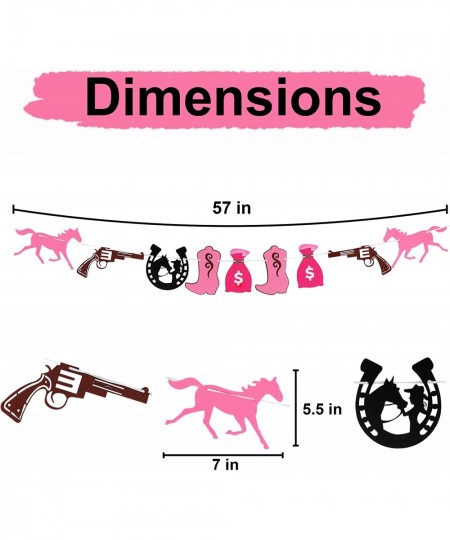 Western Cowgirl Theme Birthday Party Decorations Pink Brown for Girls Felt Horse Garland Banner Horse Racing Happy Birthday B...