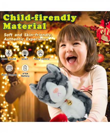 Interactive Plush Cat Toys for Kids Reliable Robotic Electronic Cats Sound and Touch Control Realistic Soft Plush Toy Cat Tha...