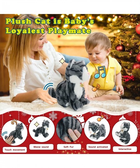 Interactive Plush Cat Toys for Kids Reliable Robotic Electronic Cats Sound and Touch Control Realistic Soft Plush Toy Cat Tha...