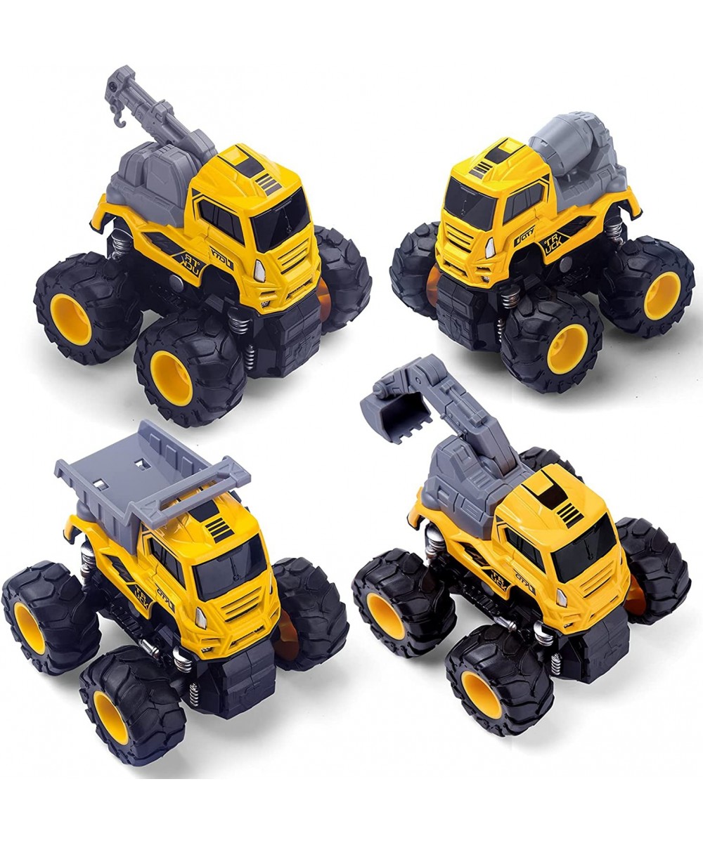 Construction Truck Toys for Boys 4 Pack Pull Back Cars with Excavator Mixer Crane & Dump Trucks Friction Powered Cars Pull an...