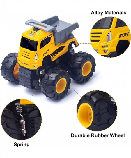 Construction Truck Toys for Boys 4 Pack Pull Back Cars with Excavator Mixer Crane & Dump Trucks Friction Powered Cars Pull an...