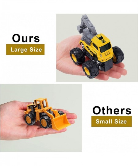 Construction Truck Toys for Boys 4 Pack Pull Back Cars with Excavator Mixer Crane & Dump Trucks Friction Powered Cars Pull an...