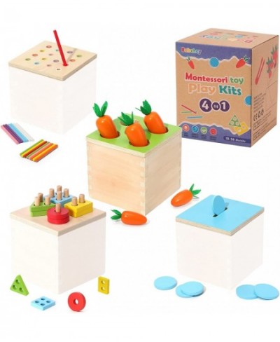 4 in 1 Montessori Toys for 1 Year Old Boys Girls Wooden Shape Sorter Toy Fine Motor Skill Toys Montessori Coin Box Montessori...