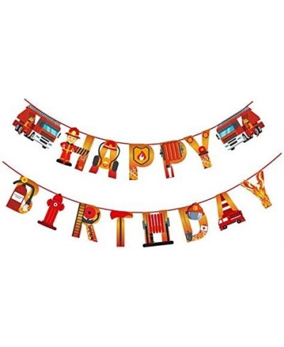 Firemen Happy Birthday Banner Firetruck Boys Party Decorations Birthday Decor Red $14.81 - Kids' Party Decorations