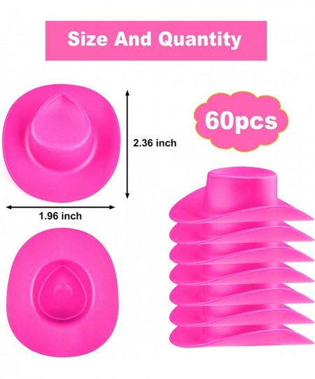 60 Pieces Plastic Mini Western Cowboy Hats Cowgirl Hats Miniature Cute Toy Doll Hats Doll Dress Up Party Accessories for Doll...