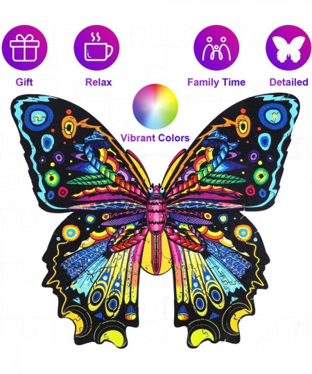 Wooden Puzzle for Adults Unique Butterfly Shaped Wooden Puzzle High Difficulty Wood Cut Puzzles Best for Help You Relieve Str...