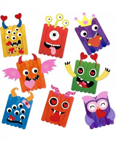 8 Pack Valentine Party Supplies Valentine Ornament Craft Kit Decorations for Kids Valentine DIY Wooden Sticks for Classroom H...